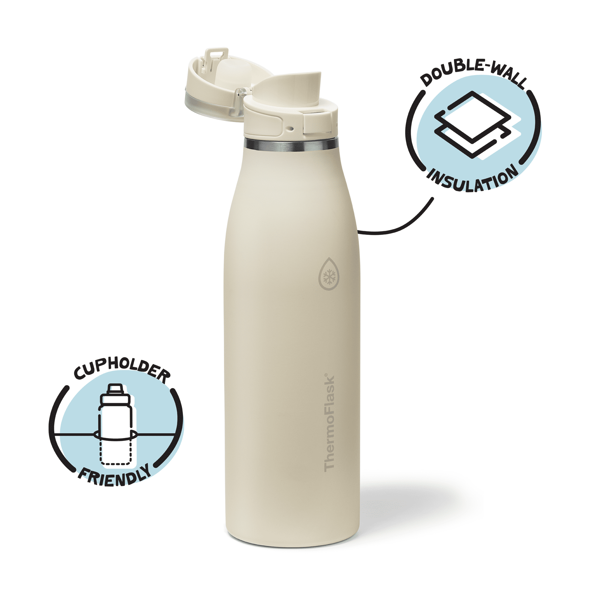 ThermoFlask Traveler 25 oz Insulated Travel Coffee Mug, Durable Stainless Steel, BPA-Free, Dishwasher Safe, Chalk