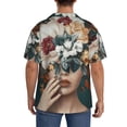 thumbnail image 5 of Cauagu Floral Head Dreamscape Men's Short Sleeve Button Down Hawaiian Shirt for Men Bowling Shirts Casual Summer Beach Shirt,XX-Large, 5 of 6