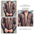 thumbnail image 3 of Men Mesh Shirt, Pure Color Men See Through Shirt  For Male For Party Black,Red, 3 of 6