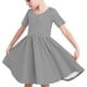 thumbnail image 1 of Odeerbi Niñas de Verano Vestido de Línea A Brillante Swing Vestido Niños Color Sólido Vestido Elástico de Manga Corta, 1 of 7