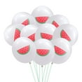 thumbnail image 1 of KAKOWELY 10 globos de látex de 12 pulgadas para fiesta hawaiana con estampado de sandía y frutas de verano, con cintas verdes para festivales, fiestas y reuniones., 1 of 4