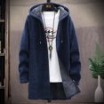 thumbnail image 1 of Abrigo largo de punto para hombre, cárdigan con capucha de chenilla acolchada de terciopelo para hombre, suéter grueso de diseño de longitud más larga, 1 of 5