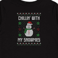 thumbnail image 4 of Inktastic Chillin' with My Snowmies Sweater Style Snowman Boys or Girls Long Sleeve Toddler T-Shirt, 4 of 5