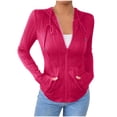 thumbnail image 2 of LOVZFMLL Vestes pour Femmes Mode Décontractée à Manches Longues Col en V avec Capuche Zippée, 2 of 6