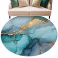 thumbnail image 2 of 6ft Washable Round Rug, Modern Water Ripple Non-Slip Circle Area Rug for Living Room Bedroom, Green Gold Marble Texture Indoor Floor Mat for Home Decor, 2 of 9