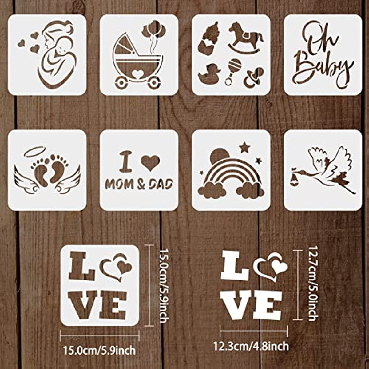 22 Pack Cute Baby Shower Stencils for Onesie Decorating Kit, Boy Girl Shirt  Fabric Stencils for Clothes Phrases Mixed Animals Pattern Templates for