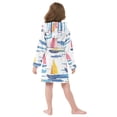 thumbnail image 7 of FORMRS Niños Bathrobe Unisex Hooded Robe Soft Plush Pajamas Sleepwear, Size 2-3T, Pink Hand Drawn Sailboats, 7 of 7