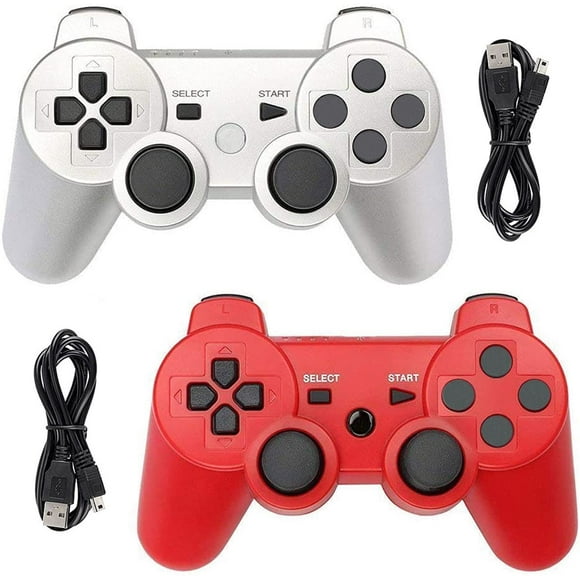 SAYDY Manette PS3 Sans Fil Bluetooth Manette de Jeu pour Manette SAYDY 3 Manette PS3 Sans Fil Lot de 2 Argent