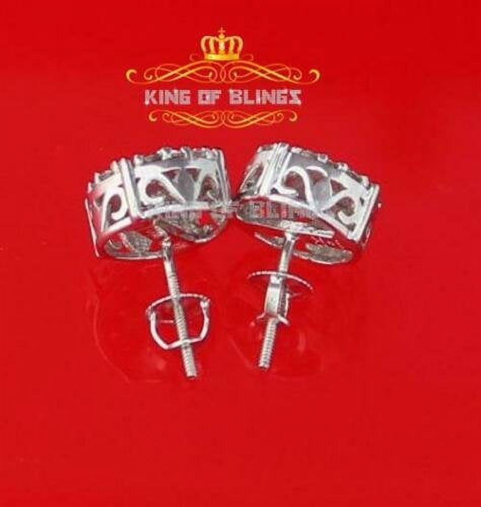 King of Bling's 10K Real White Gold with 1.00CT Real Diamond Men's/Women's Stud Earrings