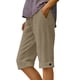 thumbnail image 1 of Pantalones de Ajuste Seco de las Mujeres Botón de Color Sólido Laminado Borde Pantalones de Lino, Trajes Del Cuerpo para los Pantalones de las Mujeres Capris de Cinco Puntos con Tela Elástica Transpi, 1 of 6