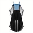 thumbnail image 5 of Xijirk Womens Gothic Renaissance Costume Off Shoulder Lace Up Flare Mesh Sleeve High Low Tulle Dress for Halloween Cosplay Party Role Play,BU2,S, 5 of 5