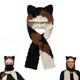 thumbnail image 1 of Gorro de pañuelo de ganchillo | Diseño geométrico de patchwork – Tejido de punto cálido con forro polar | Decoración 3D de las orejas | Bufanda y sombrero integrados para viajes al aire libre | 1 Pack, 1 of 7