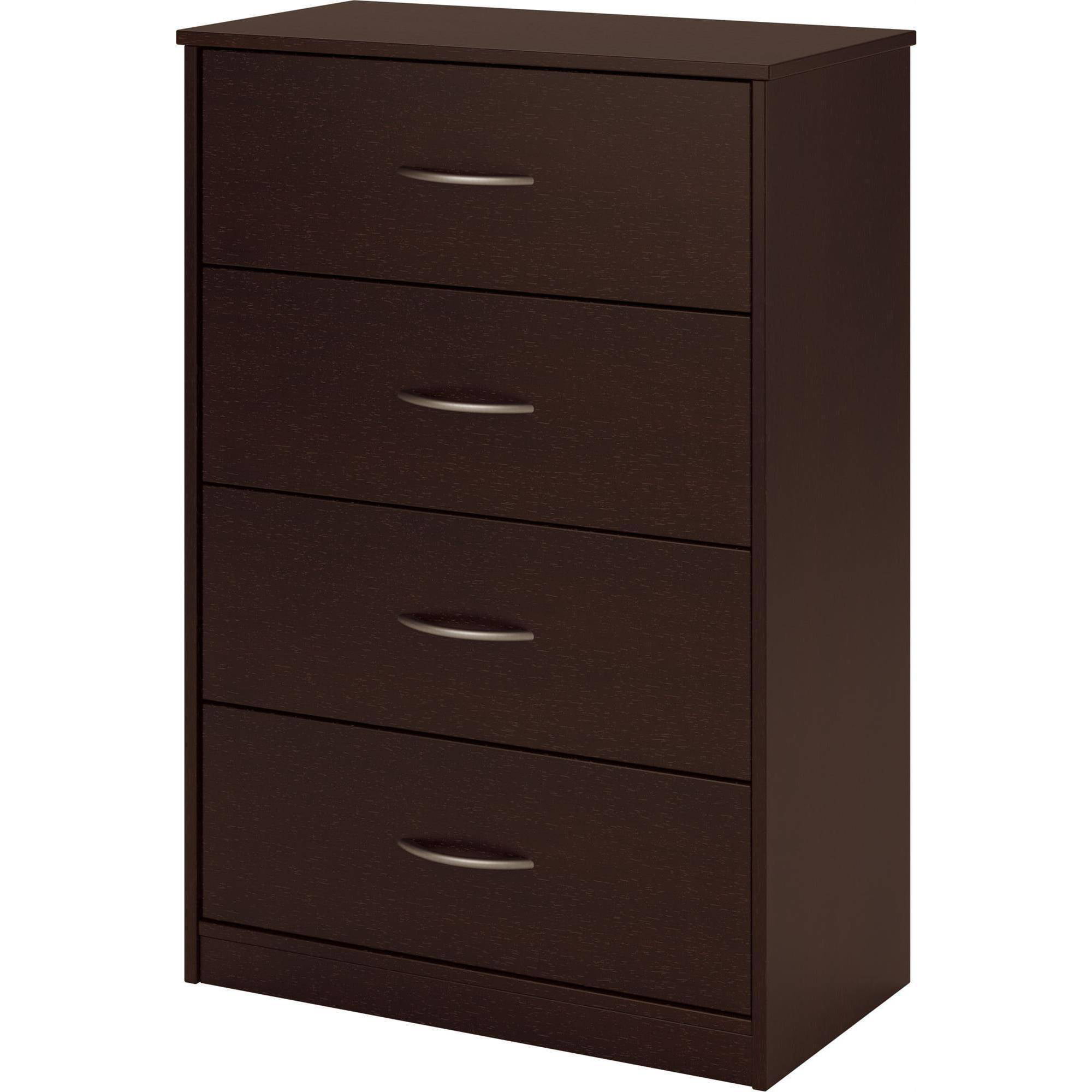 4 Drawer Dresser Chest Bedroom Furniture Black Brown White Storage Wood ...