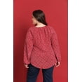 thumbnail image 3 of CASSIE LIZ Plus Size Womens Tops Red Long Sleeve Boho Blouses V Neck Chiffon Shirts Elegant Casual Fall Shirts with Drawstring Neckline XL 14W 16W, 3 of 7