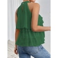 thumbnail image 5 of Women'S Layered Ruffle Hem Sleeveless Halter Chiffon Blouse Flowy Tank Tops Green L, 5 of 8
