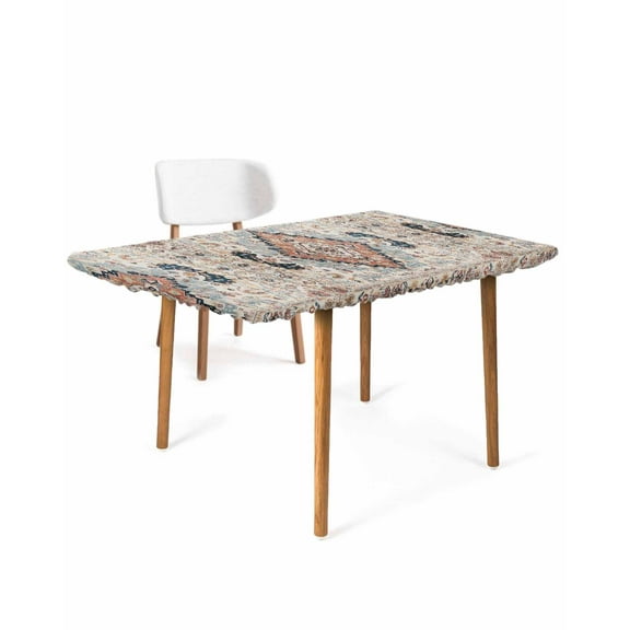 Traditional Tribes Rectangle Tablecloth, Waterproof Elastic Fitted Table Covers for 3 Foot Tables, 24x36inch Decorative Tablecloths for Picnic, Camping, Outdoor, Boho Ethnic Tribal Floral Abstract