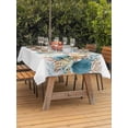 thumbnail image 2 of Beach Coastal Outdoor Tablecloth - 60x120 Inch Rectangle Dining Table Cover, Nautical Shell Starfish Coral Summer Waterproof Outdoor Table Cloth with Umbrella Hole & Zipper for Picnic/Patio/Party, 2 of 7