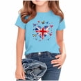 thumbnail image 1 of T-Shirt Graphique à Manches Courtes et Col Rond pour Enfants, Imprimé Drapeau Britannique, Mélange Doux de Polyester et Spandex, Haut Décontracté Respirant, Lavable en Machine, pour Garçons et Filles, 1 of 4