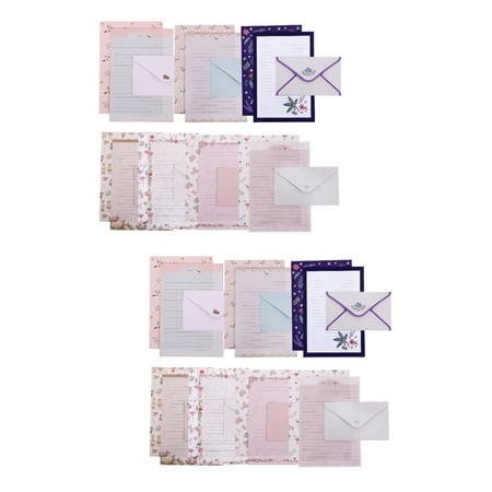 Masteelf 16 Sets Lovely Floral Letter Paper Cartoon A5 Writing Paper with Envelopes Kit