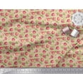 thumbnail image 2 of Soimoi Beige Poly Georgette Fabric Floral & Pomegranate Fruits Printed Fabric 1 Yard 42 Inch Wide, 2 of 3