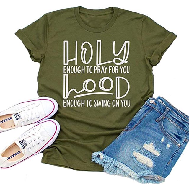 YourTops Assez Saint pour Prier pour Toi T-Shirt Graphique (US S, 1-Vert Armée)