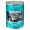 Blue Buffalo Wilderness High Protein Grain Free, Natural Adult Wet Dog Food, Trout & Chicken Grill 12.5-oz can (pack of 12)