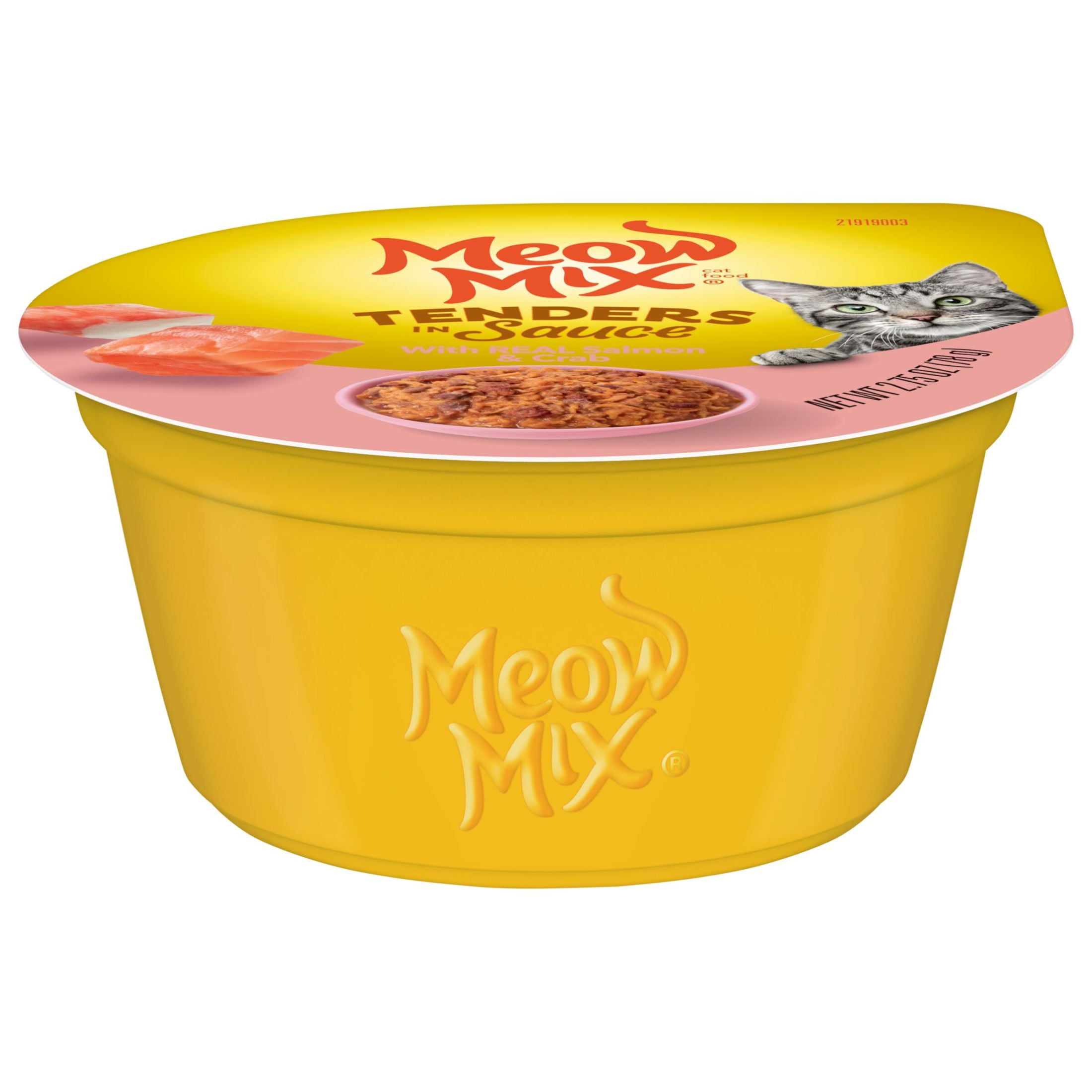 (6 pack) Meow Mix Tenders in Sauce with REAL Salmon & Crab, Wet Cat Food, 2.75 oz Cup