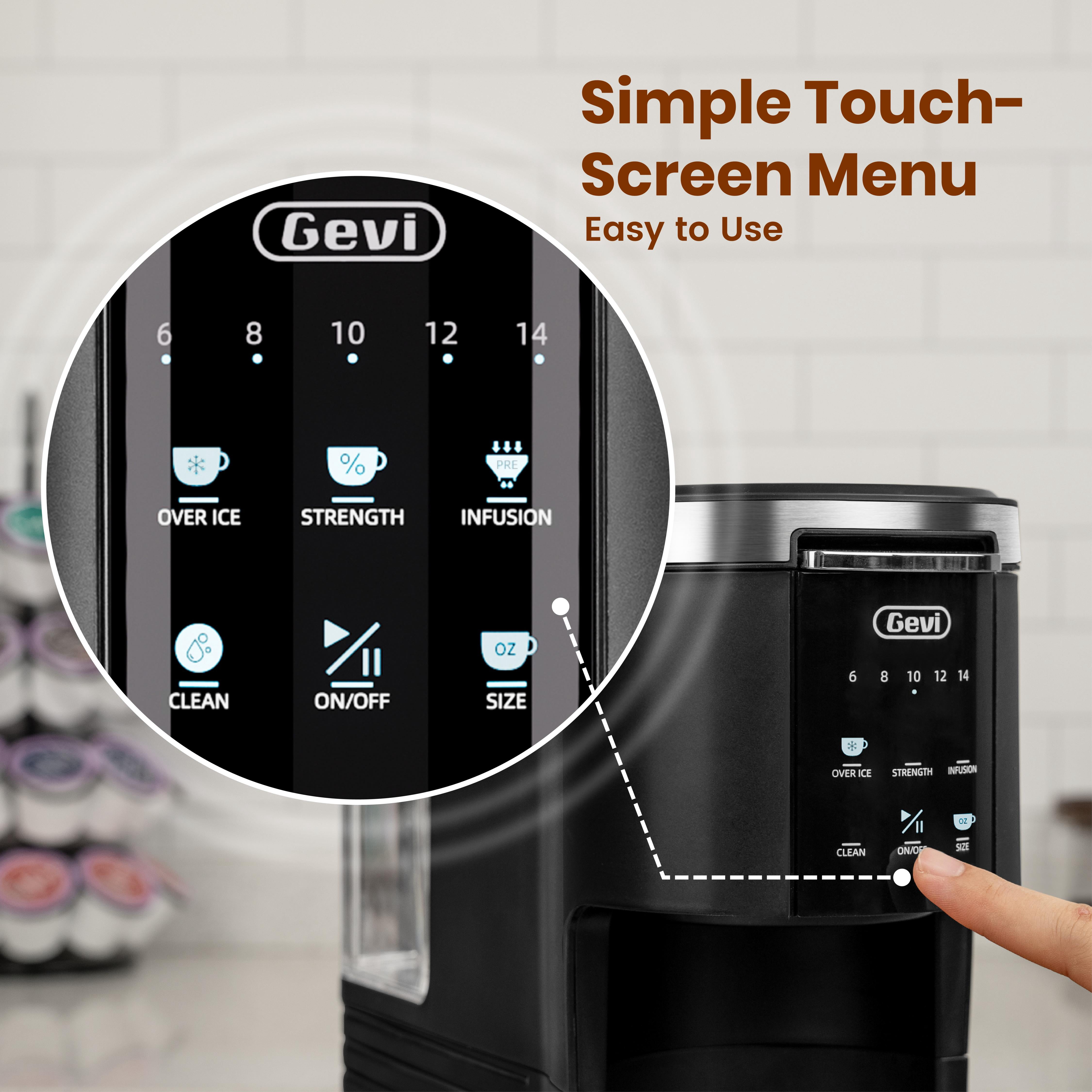 Gevi EzPod Compact Single Serve Coffee Maker, Pod Coffee Maker Compatible with Single-Serve Pods and Ground Coffee, 40 oz Reservoir, Portable, Ideal for Office, Camping, 1000W Iced Coffee Maker