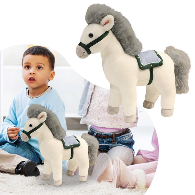 Hearth & Gear Cheval en Peluche Réaliste avec Doux pour Enfants et Adultes Collectionnable