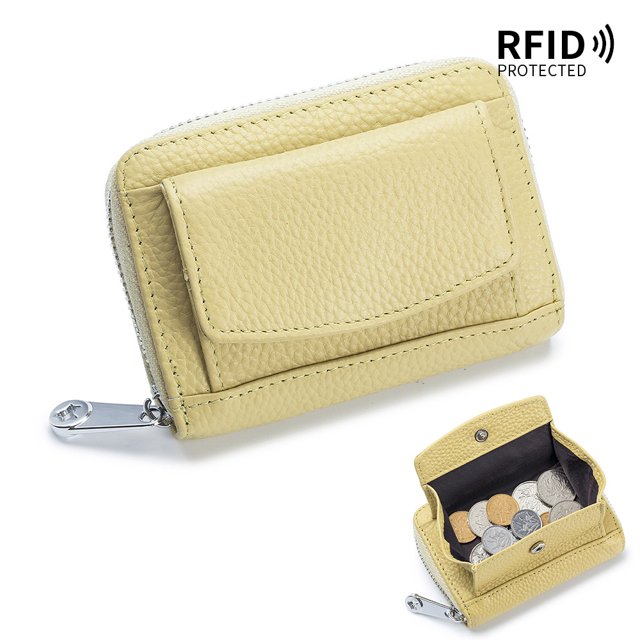 Monedero de piel RFID para mujer, estilo japonés, minitarjetero con ranuras para varias tarjetas, monedero con cremallera, gran capacidad