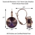 thumbnail image 3 of Leverback Earring Purple Lilac Shadow 14mm Rivoli made from Swarovski Crystallized Elements Nickel Free&nbsp;, 3 of 4