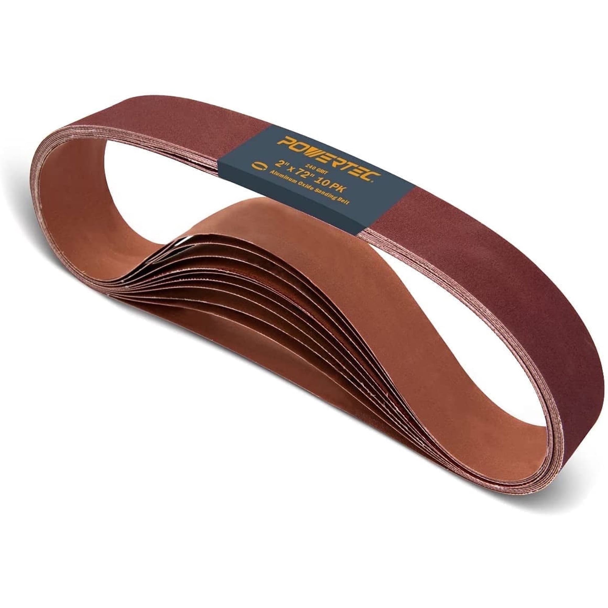 POWERTEC 10PK 2 x 72 Inch Sanding Belts 240 Grit Aluminum Oxide Sanding Belt | Premium Sandpaper (111530)