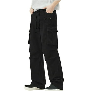 NaWent Clearance Men's Cargo Pants Drawstring Elastic Waist Trend Work Pants Spring Fall Fashion Casual Sports Popular Pants Black 4(S)
