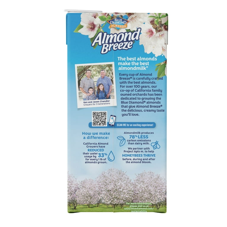 (2 pack) Almond Breeze Shelf-Stable Unsweetened Vanilla Almond Milk, 64 oz Can