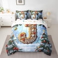 thumbnail image 3 of Manfei Kawaii Monogrammed J Bedding Comforter Set 7 Pieces for Kids, Winter Snowflake Full Bedding Set, Merry Christmas Reversible Fitted Sheet Flat Sheet, Breathable Home Decor, 3 of 8