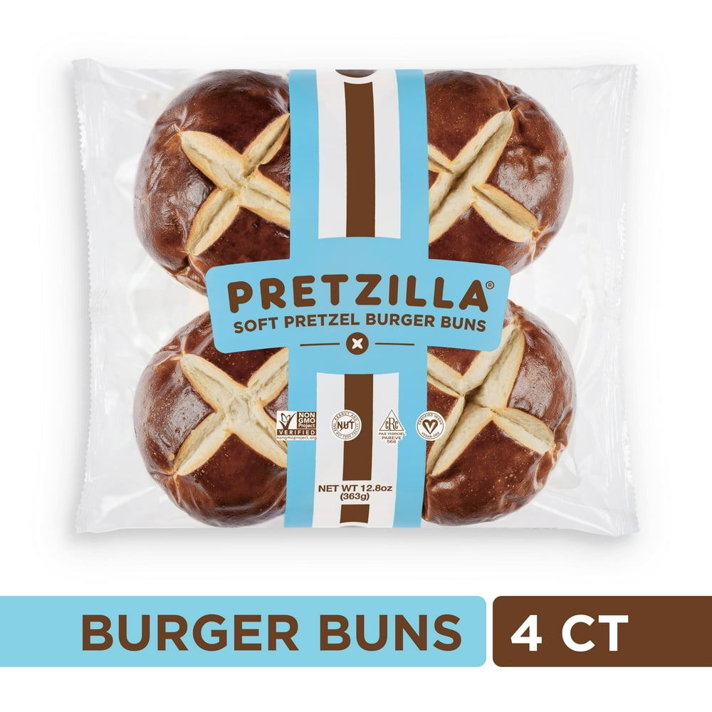 Pretzilla Soft Pretzel Burger Buns 12.8 oz, 4 count
