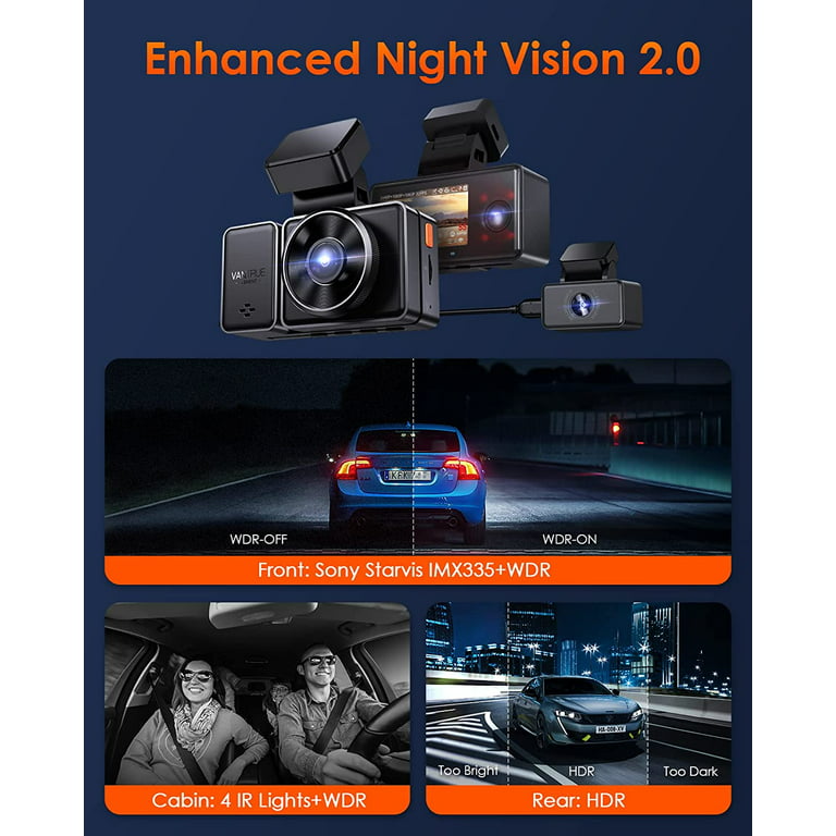 Vantrue E3 2.5K 3 Channel WiFi Dash Cam 1944P+1080P+1080P Front