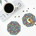 thumbnail image 5 of Pofeuu Fruit Ice Cream Print Leather Coasters Set of 6, Round Cups Mugs Mat Pad for Home Kitchen Heat Resistant Drink Coasters,Octagon, 5 of 7