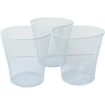 9in Tall Wire Mesh Waste Basket, Small Round Open Top Wastebasket, Recycling Bins Garbage Waste Baskets, Wire Mesh Desk Can for Bathroom Bedroom Office School,White - 3PCS