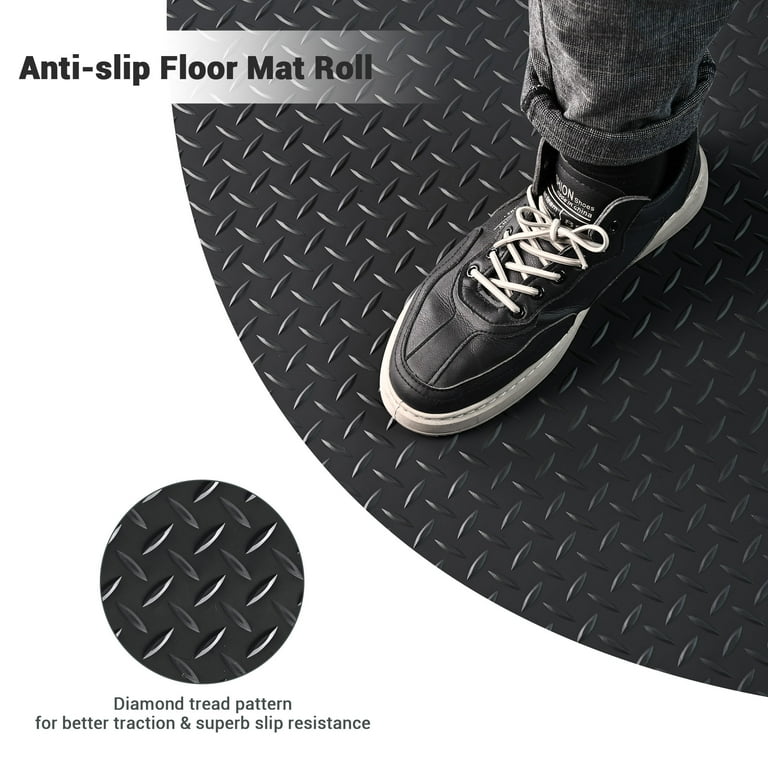 tonchean Rubber Garage Floor Mats 16.4 x 3.3ft Heavy Duty Diamond Garage  Mat Non-Slip Garage Flooring Roll 1/8in Thick Rubber Mat for Garage Floor