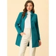 thumbnail image 2 of Unique Bargains Women's Winter Overcoat Stand Collar Single Breasted Long Coat XL Lake Blue, 2 of 6