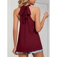 thumbnail image 5 of Spencer Women's Sleeveless Tie Halter Neck Summer Tops Loose Casual Tank Top Blouse Shirts Sexy Plain T-Shirts "Wine Red,XL", 5 of 5