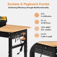 thumbnail image 4 of Tolead 70" Heavy-Duty Adjustable Rubber Wood Workbench, Wheels & Power Outlets & Double Pegboards, 4 of 7