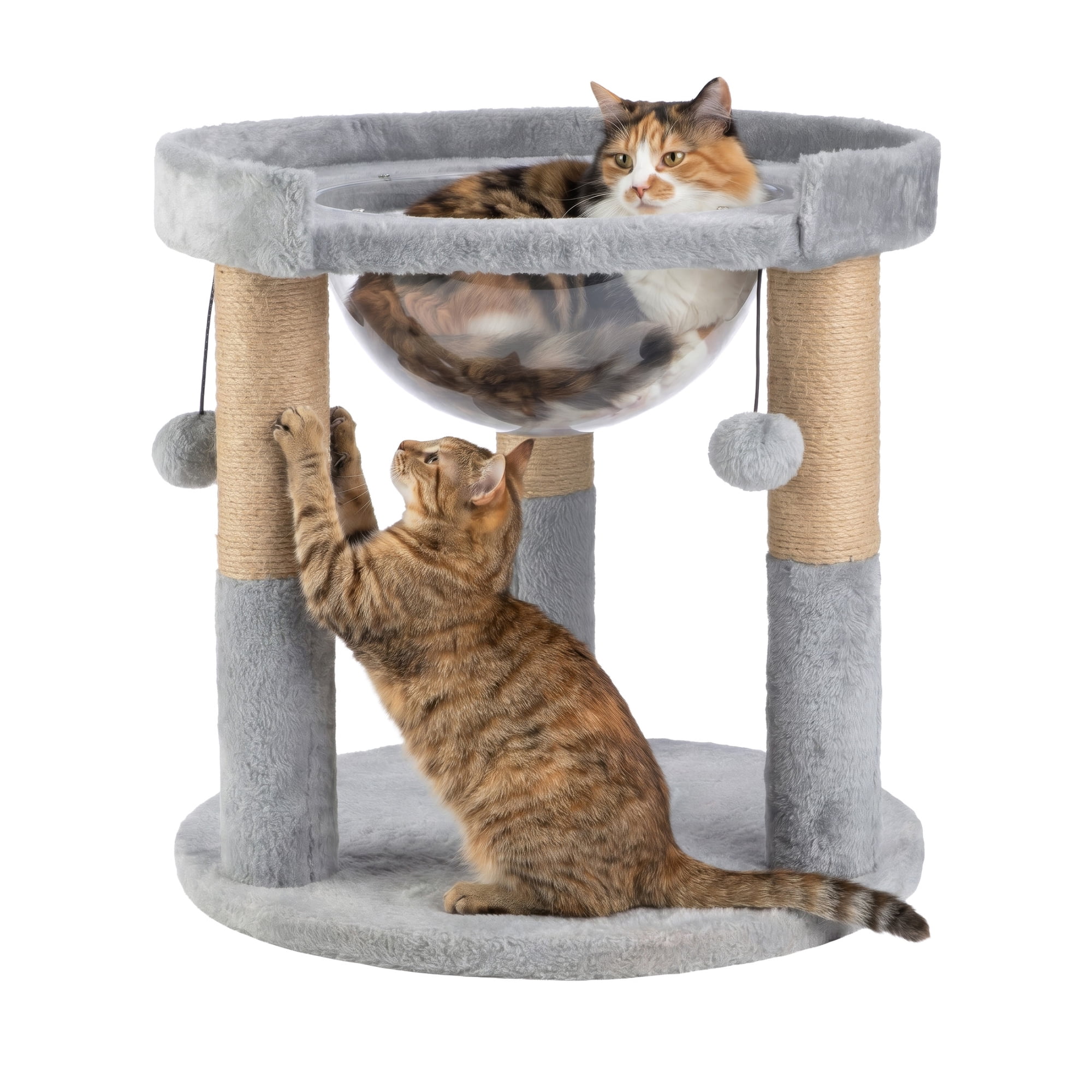 PETMAKER Cat Hammock Cat Tree with Clear Space Capsule Bubble Hammock (Gray)