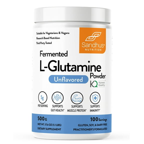 Sandhu's 100% Pure L-Glutamine Powder, for Healthy Gut, Made in USA, 5g per Scoop, 100 Servings