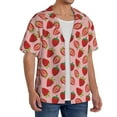 thumbnail image 4 of Vsdgher Strawberries Print Men's Wrinkle Free Untucked Cuban Shirt Business Casual Button Down Shirts Short Sleeve Shirt, 4 of 7