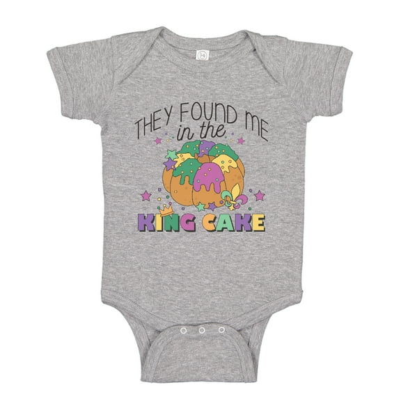 They Found Me In The King Cake Baby Bodysuit One Piece NB Athletic Heather