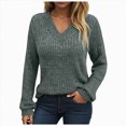 thumbnail image 1 of WUANDIXFA Hauts Femmes Chandails à Manches Longues pour Femmes Tunique à Col Rond Hauts Tenue de Bureau Décontractée Coupe Automne Chandails Légers Vêtements Mode Vert,2TG, 1 of 1