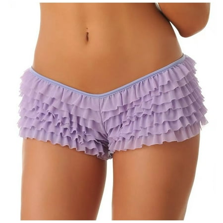 vigerkar Women s Y2k Ruffle Shorts Lace Lolita Bloomers Elastic Waist Bow Front Shorts Micro Boyshorts Purple  S