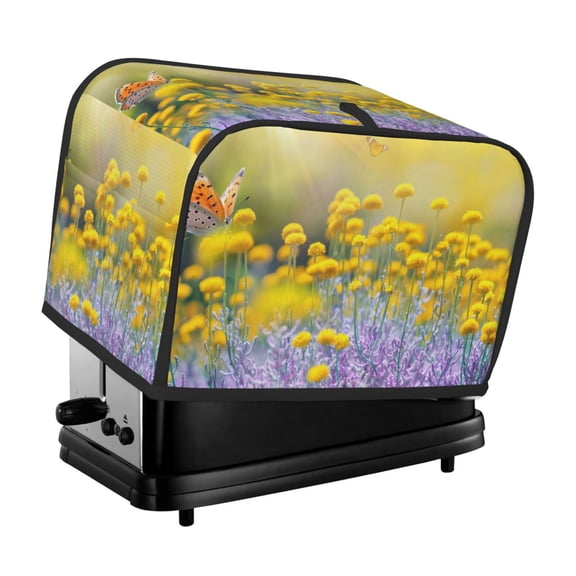 Honeii Flowers And Butterflies Print 2 slice Toaster Cover, Two Slice Toaster Dust-proof Cover For Kitchen Small Appliance and Fingerprint Protection